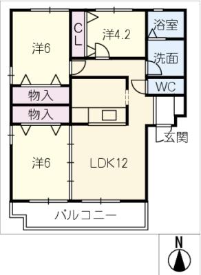 シェルクレール弐番館の間取り