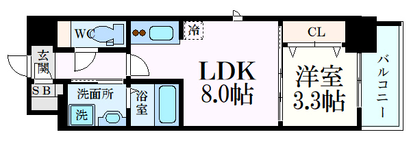 S-RESIDENCE城南通りabreastの間取り