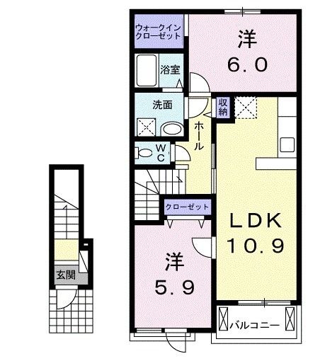 登米市豊里町新田町のアパートの間取り