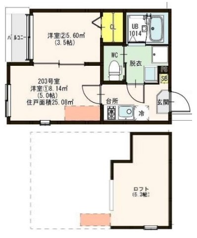 京都市山科区音羽山等地のアパートの間取り