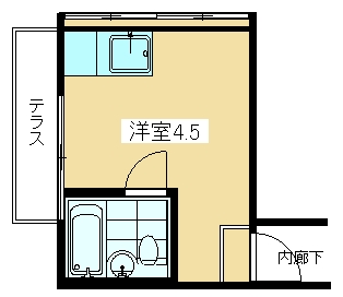 貸コーポ　1R　池上2丁目（デオドリー広瀬）の間取り