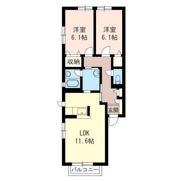 春日部市緑町のアパートの間取り
