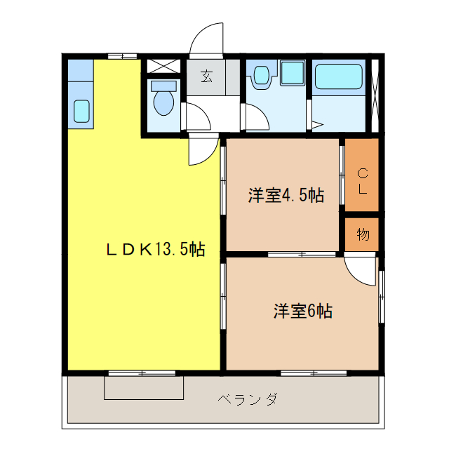 各務原市蘇原申子町のアパートの間取り