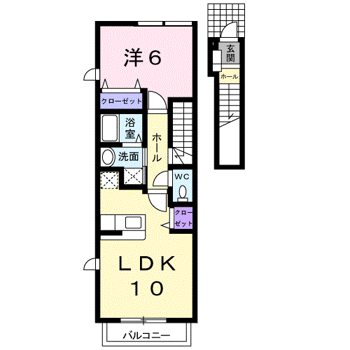 【岡山市東区楢原のアパートの間取り】