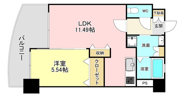 北九州市小倉北区木町のマンションの間取り