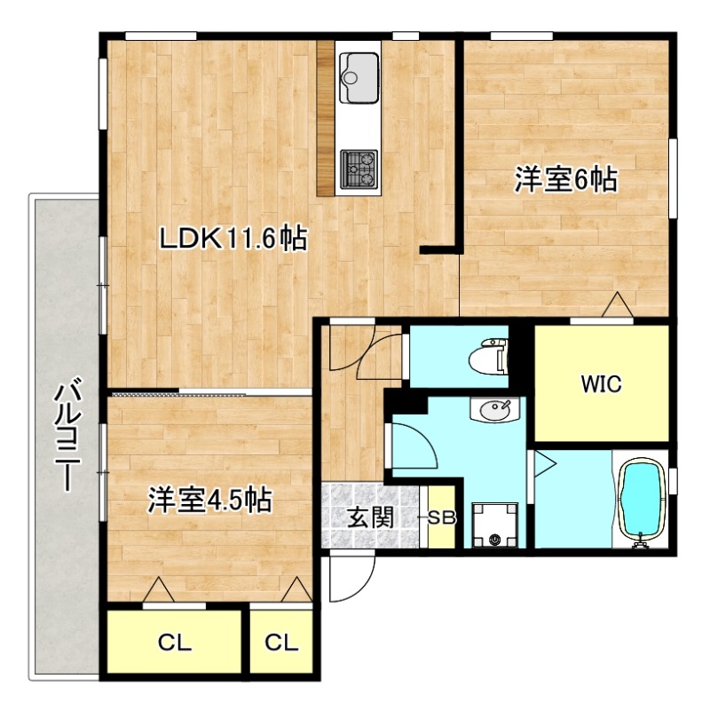 大阪市生野区巽東のマンションの間取り