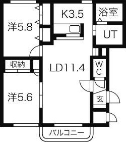 札幌市南区真駒内本町のマンションの間取り