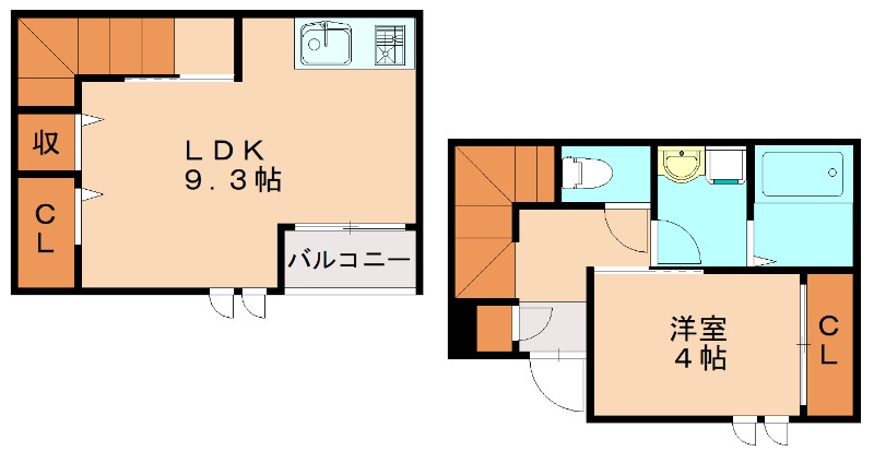 大野城市山田のアパートの間取り