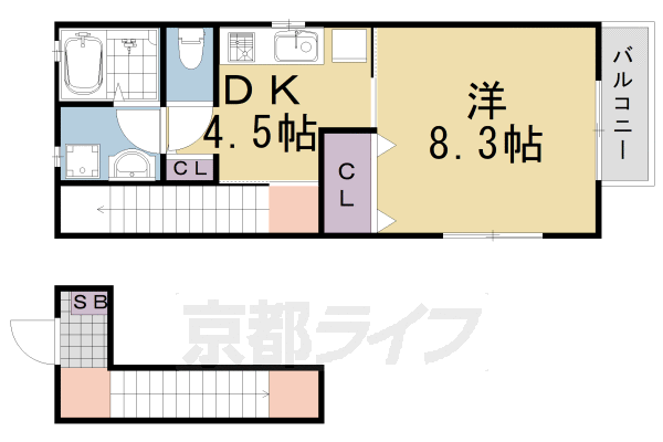 京都市西京区桂芝ノ下町のアパートの間取り