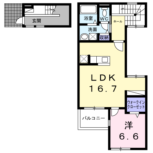 近鉄南大阪線 古市駅 徒歩10分 2階建 築2年の間取り写真