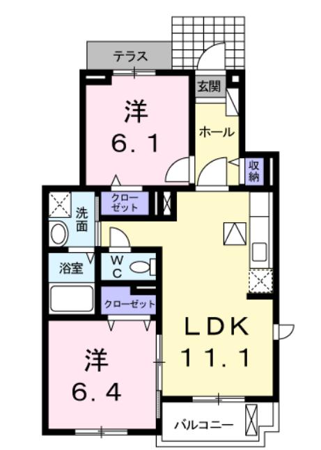 名古屋市天白区植田山のアパートの間取り