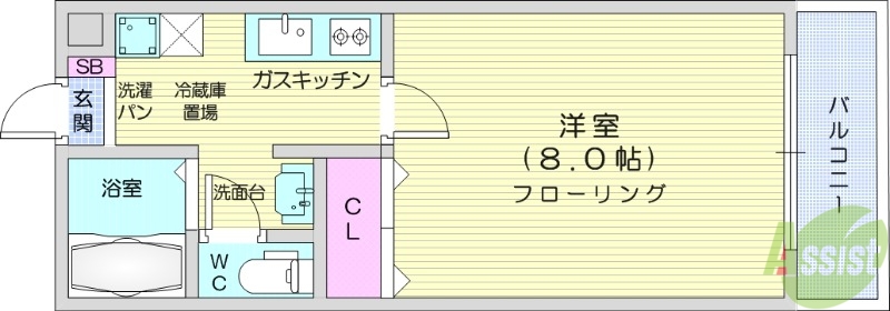 宮城県仙台市青葉区旭ケ丘１（アパート）の賃貸物件の間取り