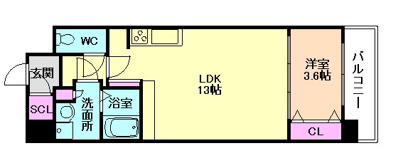 【大阪市福島区海老江のマンションの間取り】