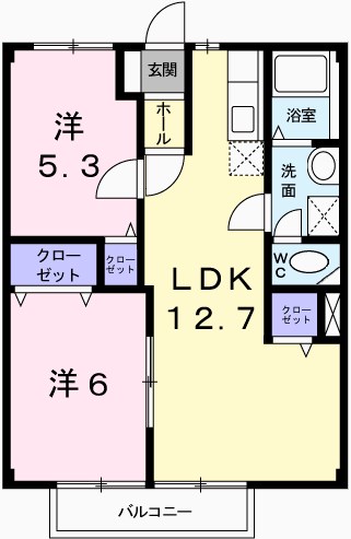 姫路市網干区坂上のアパートの間取り