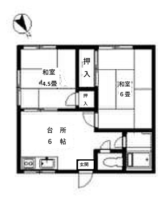 調布市飛田給のアパートの間取り