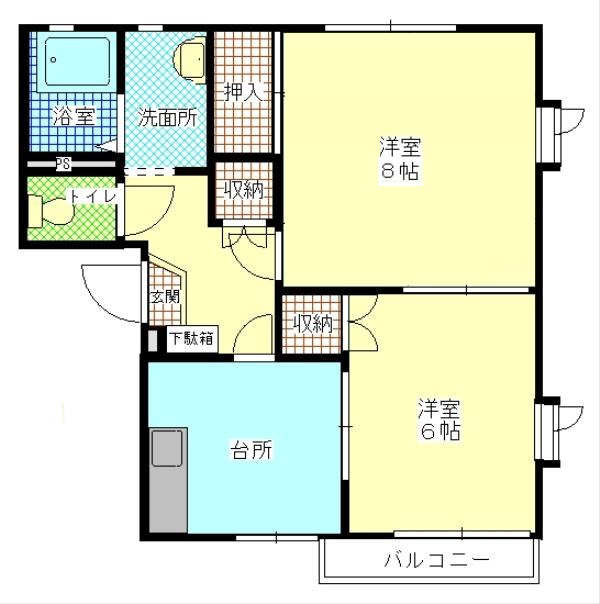 ひたちなか市大字高場のアパートの間取り