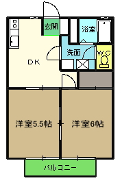 徳島市住吉のアパートの間取り