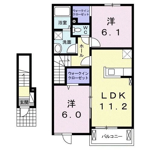 福島市松川町美郷のアパートの間取り