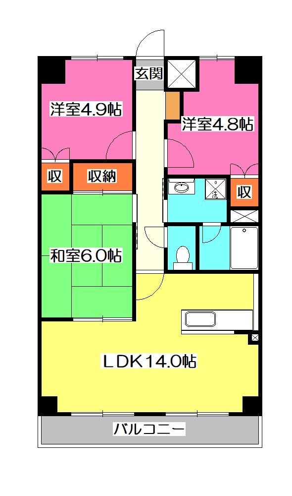 所沢市西所沢のマンションの間取り