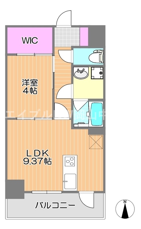 岡山市北区富田町のマンションの間取り