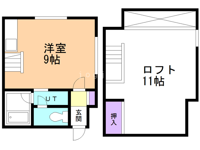 札幌市手稲区富丘二条のアパートの間取り