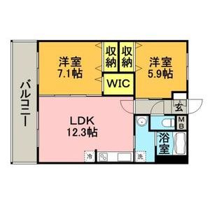 久留米市北野町今山のマンションの間取り