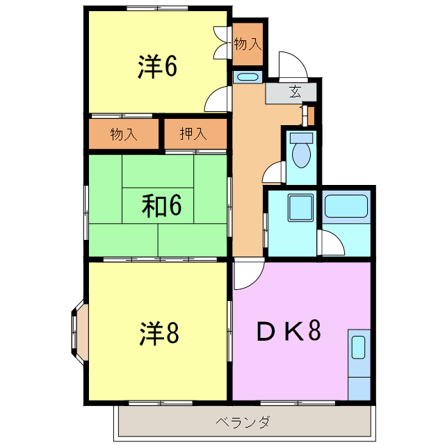 サンオークスＲＩＳＡ　Ｃの間取り