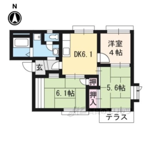 京都市山科区東野舞台町のアパートの間取り