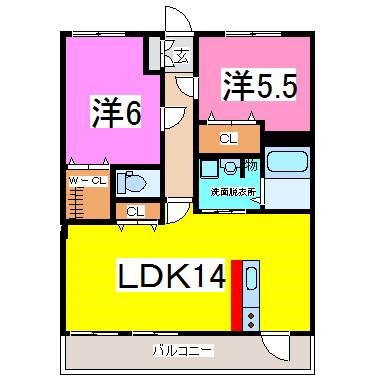 熊本市北区弓削のマンションの間取り