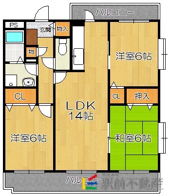 福岡市西区下山門のマンションの間取り