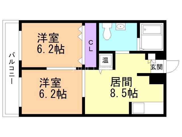 札幌市西区平和二条のマンションの間取り