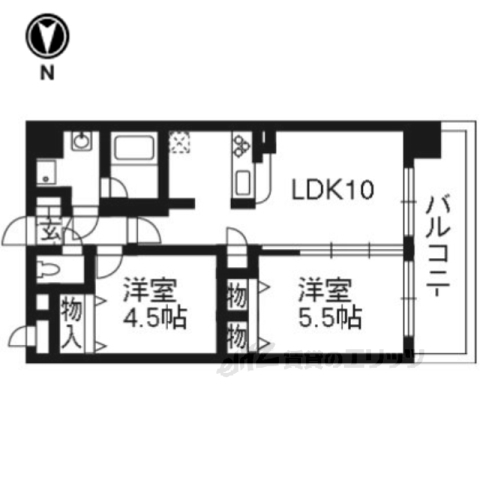 京都市左京区田中門前町のマンションの間取り