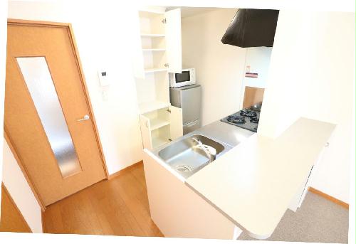 収納　１Ｋには珍しい収納豊富なシステムキッチン！女性におススメ！