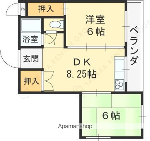 京阪本線 樟葉駅 徒歩12分 4階建 築40年の間取り写真