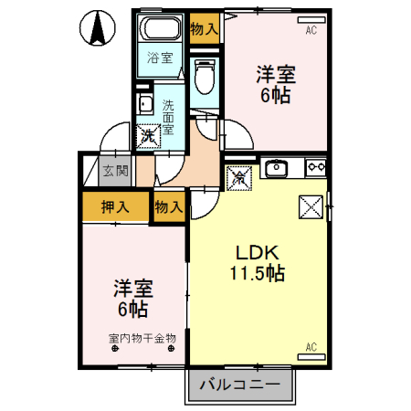 エヴァグリーン丸山A棟の間取り