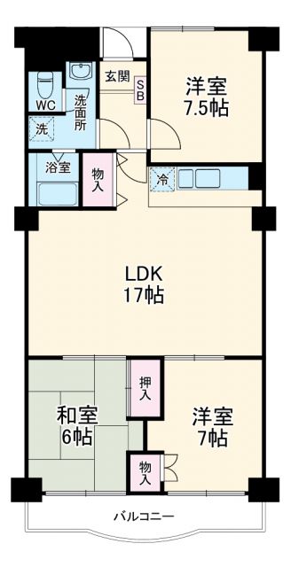 越谷市南越谷のマンションの間取り