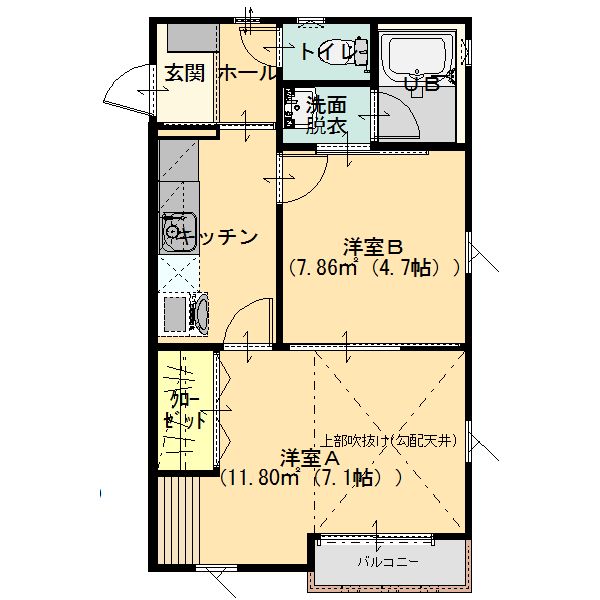 ラ・メゾンドゥロサＢの間取り