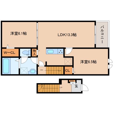 御所市大字東松本のアパートの間取り