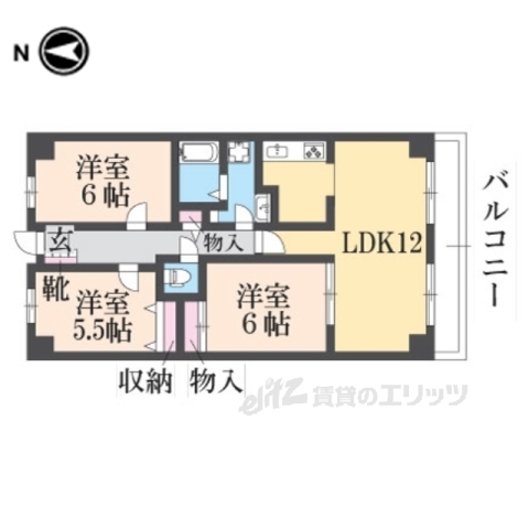 ＰＨＯＥＮＩＸＣＯＵＲＴ交野１の間取り