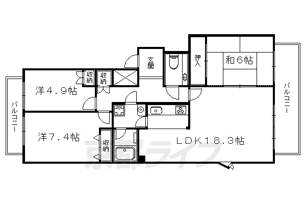 【京都市左京区上高野西氷室町のマンションの間取り】