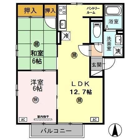 海南市阪井のアパートの間取り