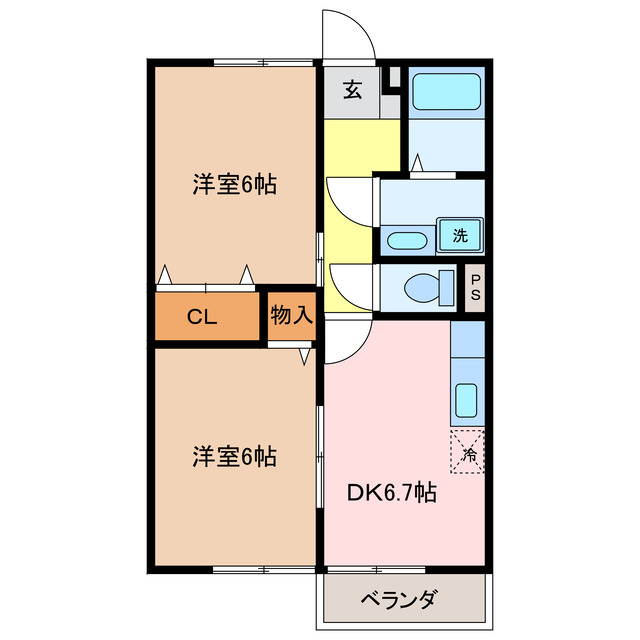 メゾン浜郷　Ｂ棟の間取り