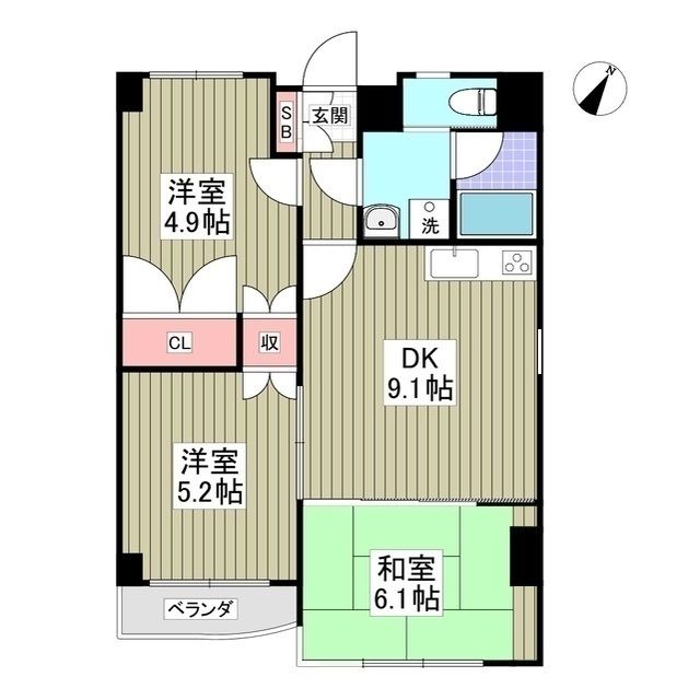 熊谷市宮前町のマンションの間取り