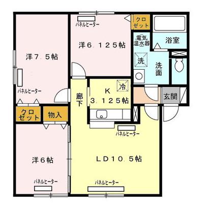 函館市山の手のアパートの間取り