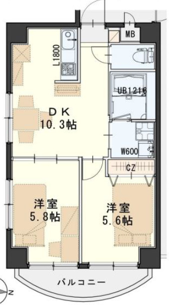 仙台市青葉区二日町のマンションの間取り