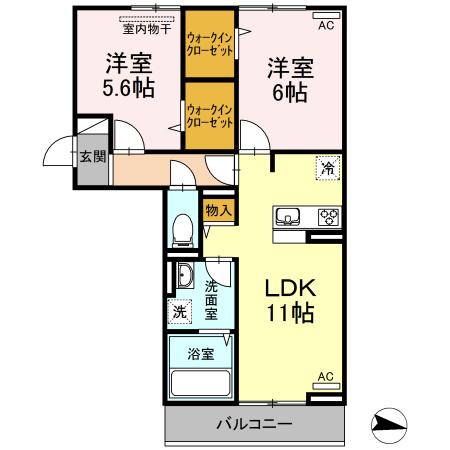 福山市神辺町大字川北のアパートの間取り