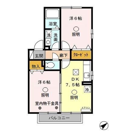 北足立郡伊奈町西小針のアパートの間取り