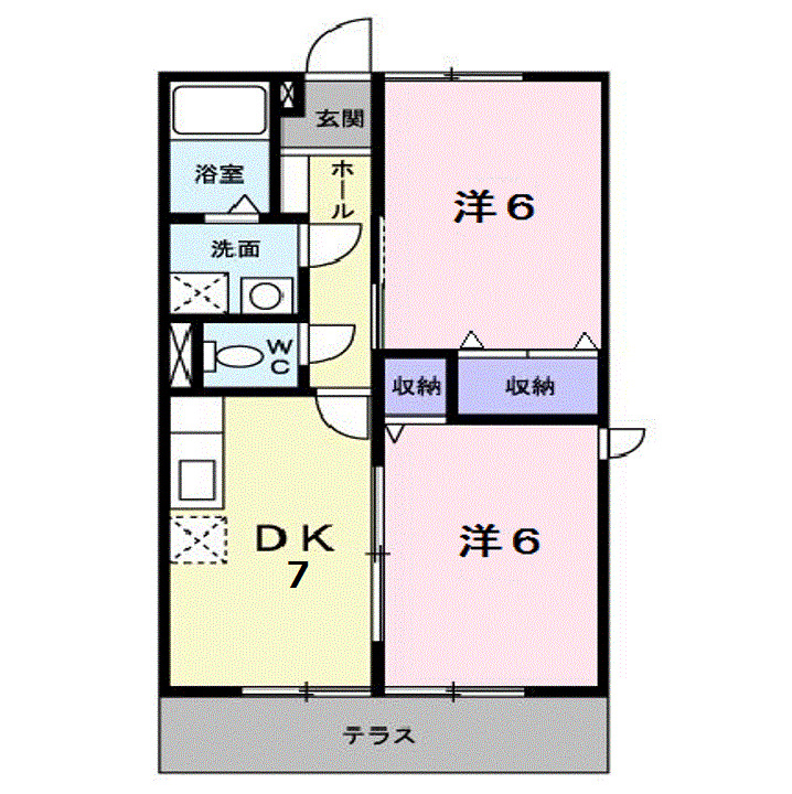 福山市新市町大字戸手のアパートの間取り