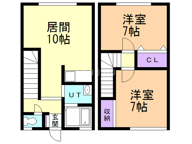 小樽市桂岡町のアパートの間取り