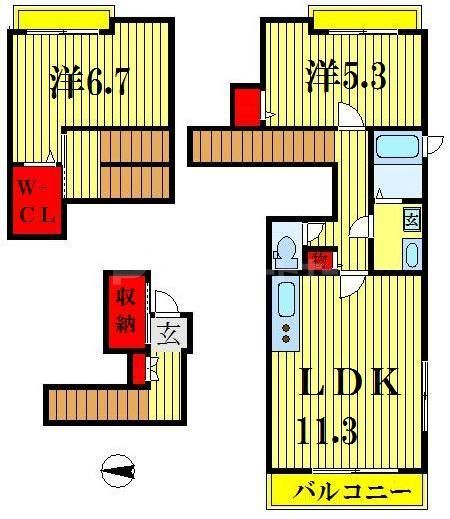 松戸市六実のアパートの間取り